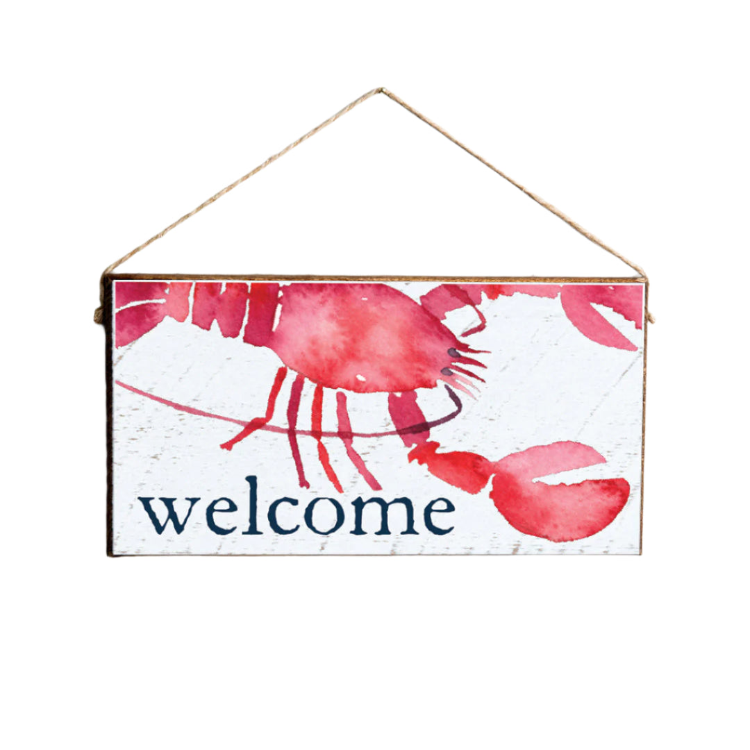 Rustic Marlin Welcome Lobster Twine Hanging Sign