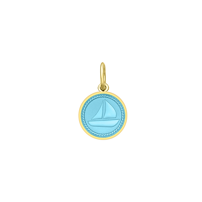 Lola Light Blue Sailboat All Gold Pendant