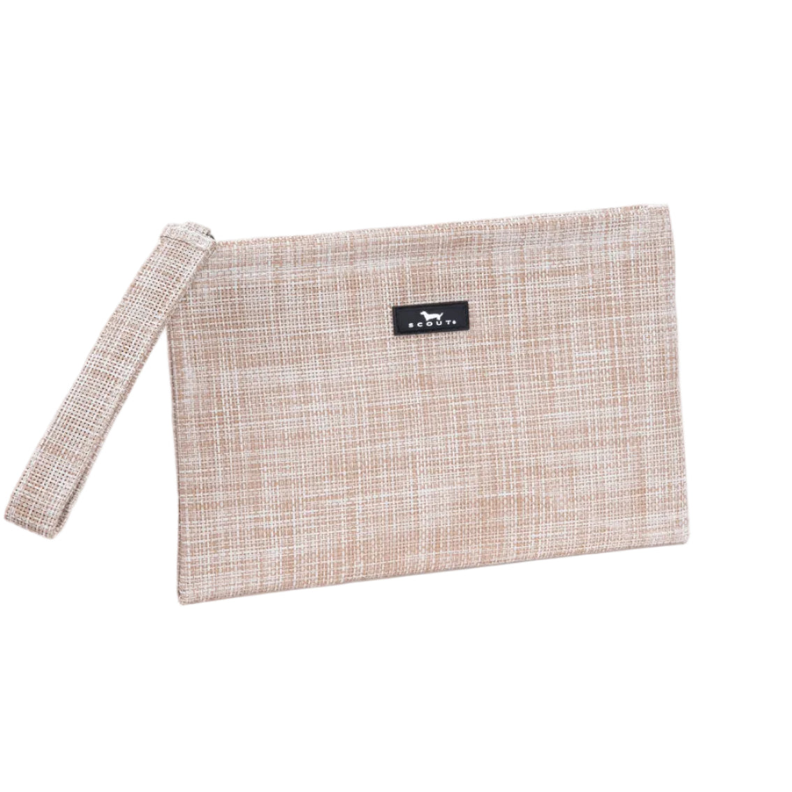 Textured pouch with a strap on a white background. Available at Be Charmed