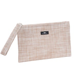 Textured pouch with a strap on a white background. Available at Be Charmed