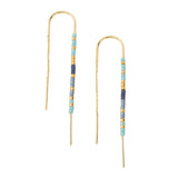 Pair of beaded earrings with gold hooks on a white background. Available at Be Charmed