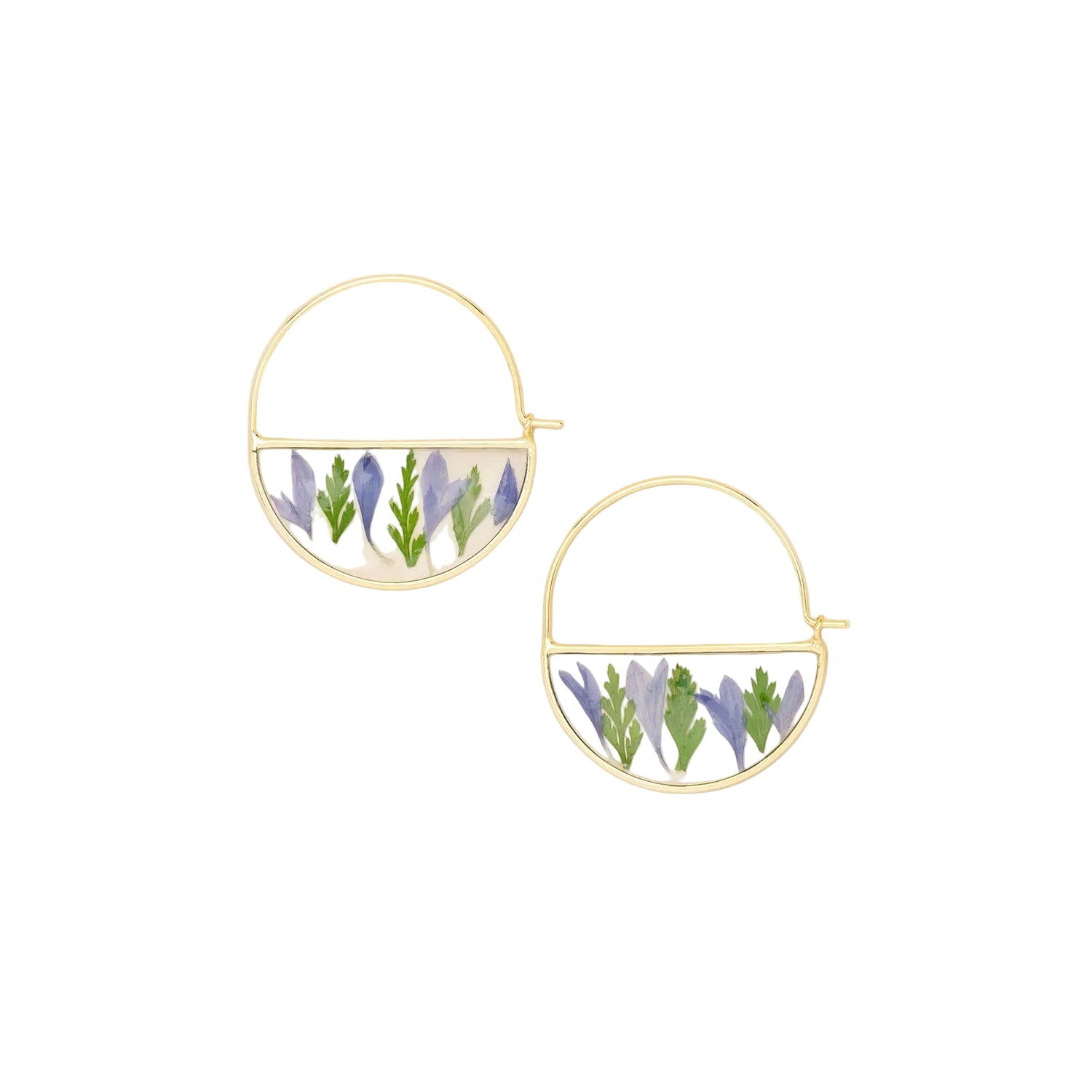 Scout Curated Wears pressed flower hoop earrings floral resin jewelry lightweight stylish accessory Available at Be Charmed