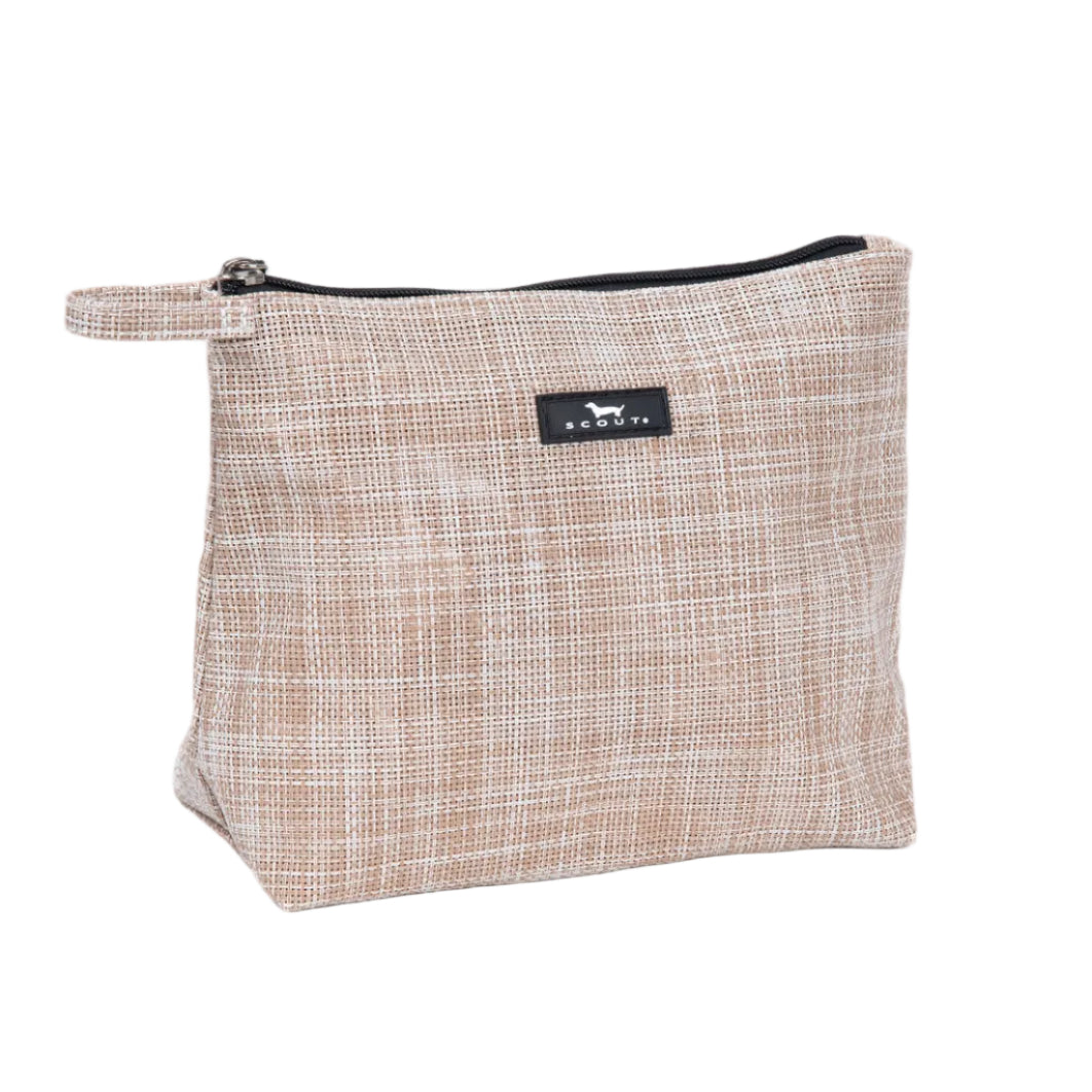 Textured pouch with a logo on a white background. Available at Be Charmed