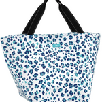 Scout Tote bag with blue animal pattern on a white background. Available at Be Charmed