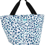Scout Tote bag with blue animal pattern on a white background. Available at Be Charmed