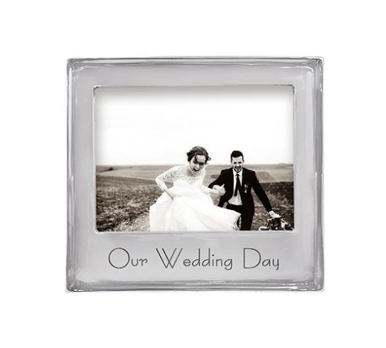Mariposa Signature 5x7 Frame Our Wedding Day with a picture of a bride and groom