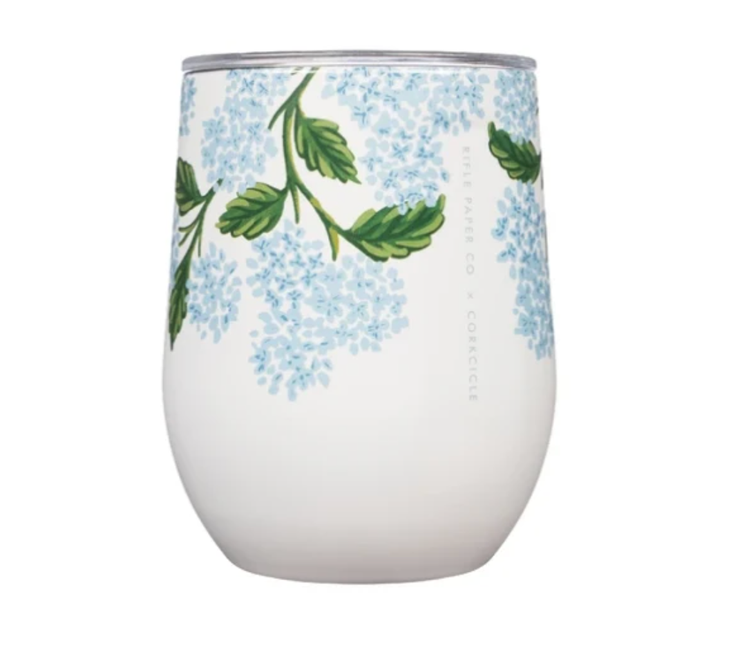 Corkcicle 12oz Stemless Rifle Paper Hydrangea