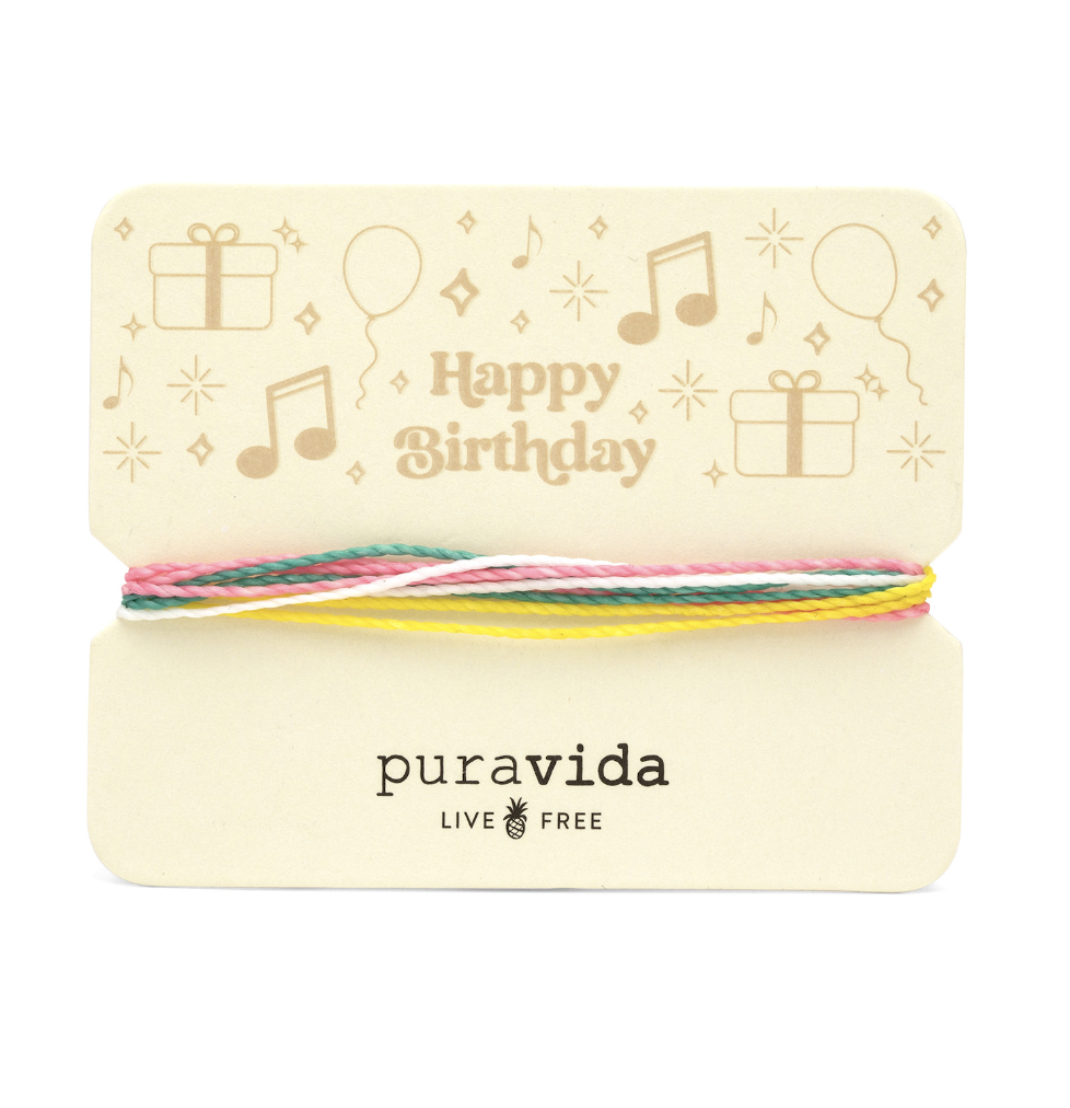Pura Vida Happy Birthday Gifting Original Bracelet on card