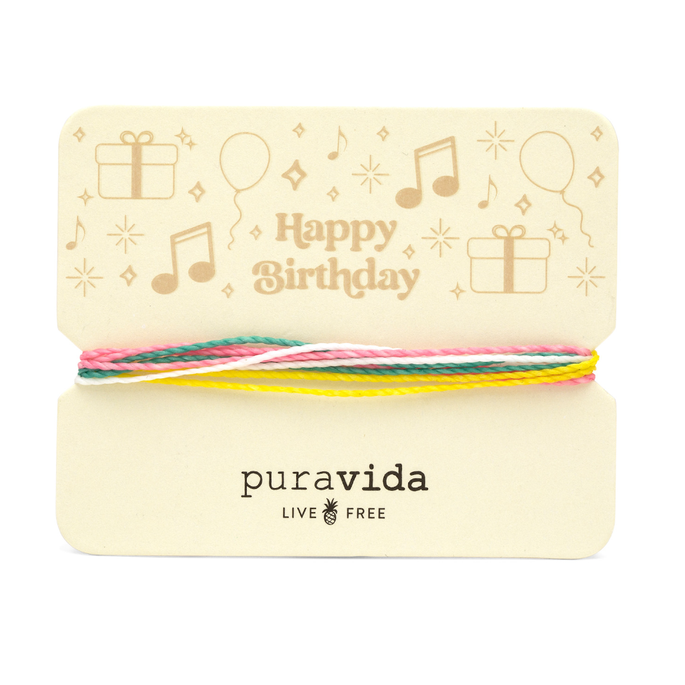 Pura Vida Happy Birthday Gifting Original Bracelet on card