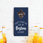 Rustic Marlin Use my Boston Accent Bottle Opener pictured on wall with nearby beer bottles
