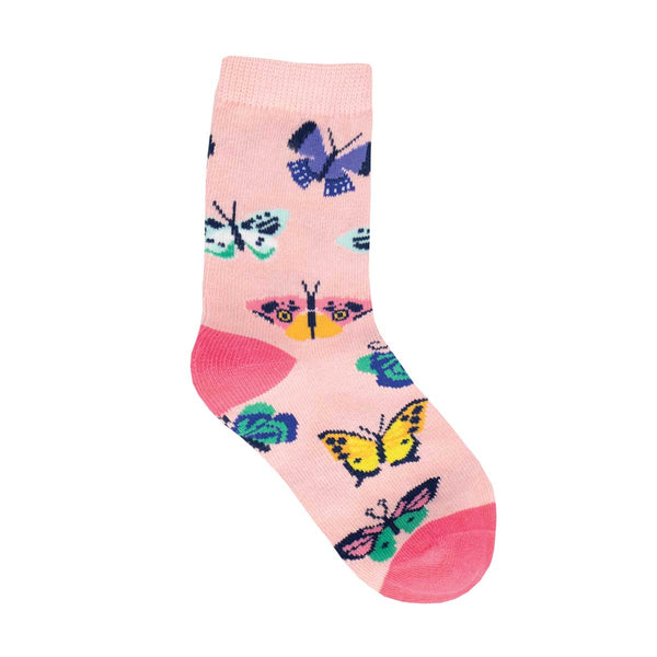 Socksmith Kids Socks Butterfly Migration in Pink, size 2–4 years—cute butterfly toddler socks. Available at Be Charmed