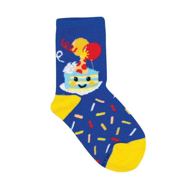 Socksmith Kids Socks Happy Birthday Buddy—festive birthday-themed children’s socks. Available at Be Charmed