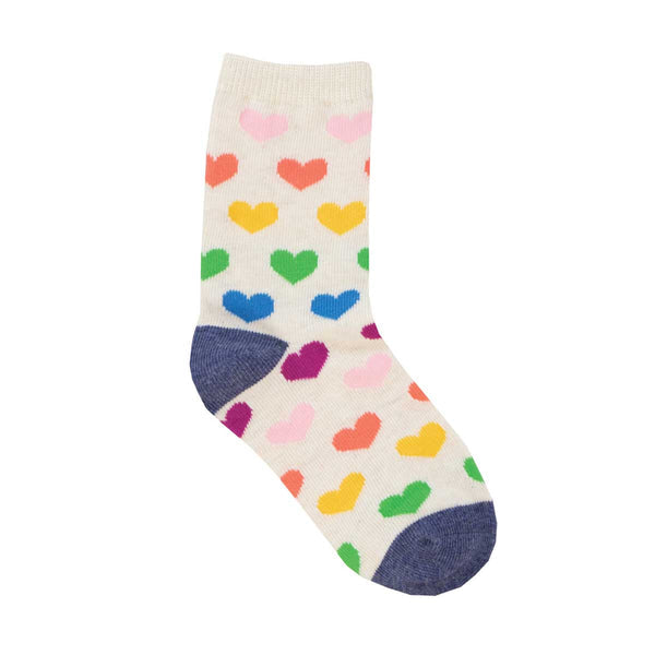 Socksmith Kids Socks Lots of Love in Ivory Heather, size 4–7 years—cute and comfy children’s socks. Available at Be Charmed