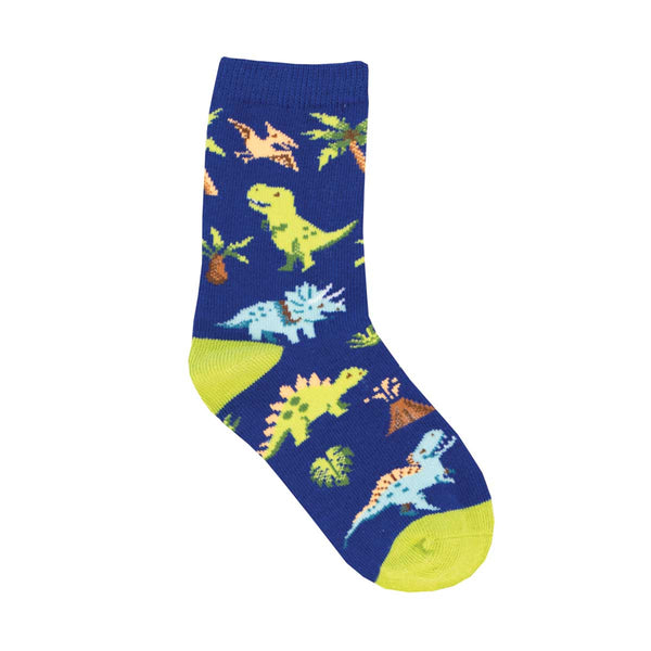 Socksmith Kids Socks Nervous Rex in Navy, size 2–4 years—cute dinosaur socks for toddlers. Available at Be Charmed