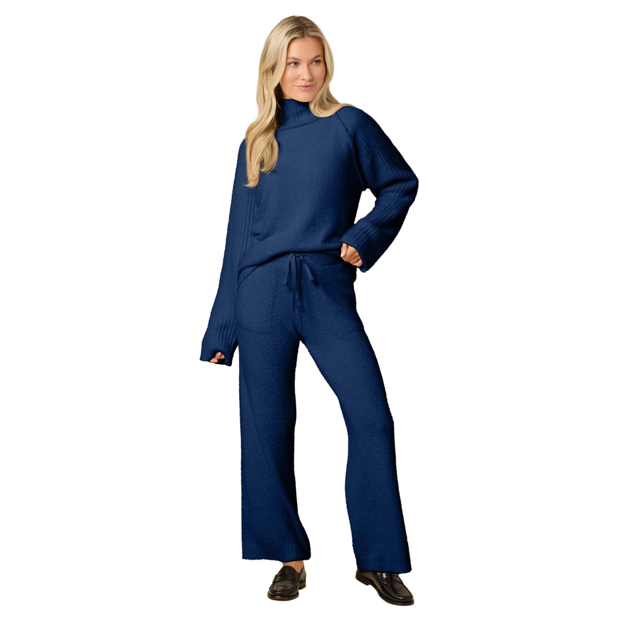 Softies Marshmallow Rib Mock Neck with Long Pant  in midnight set featuring a super-soft textured ribbed fabric, available at Be Charmed
