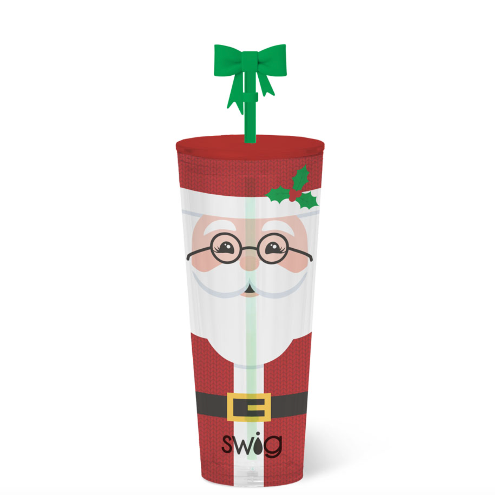 Swig Plastic Mr. Claus Tumbler 24oz – lightweight and durable everyday drinkware. Available at Be Charmed.