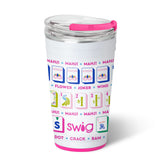 Swig mahjong stainless steel 24oz party cup featuring double-wall insulation and a slider lid, available at Be Charmed