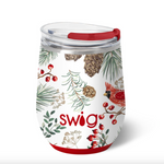Swig Winter Cardinal Stemless Wine Cup 12oz – insulated and durable wine cup for parties and everyday use. Available at Be Charmed.