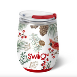 Swig Winter Cardinal Stemless Wine Cup 12oz – insulated and durable wine cup for parties and everyday use. Available at Be Charmed.