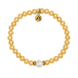 T. Jazelle - 18K Gold Filled Cape Bracelet White Shell Ball