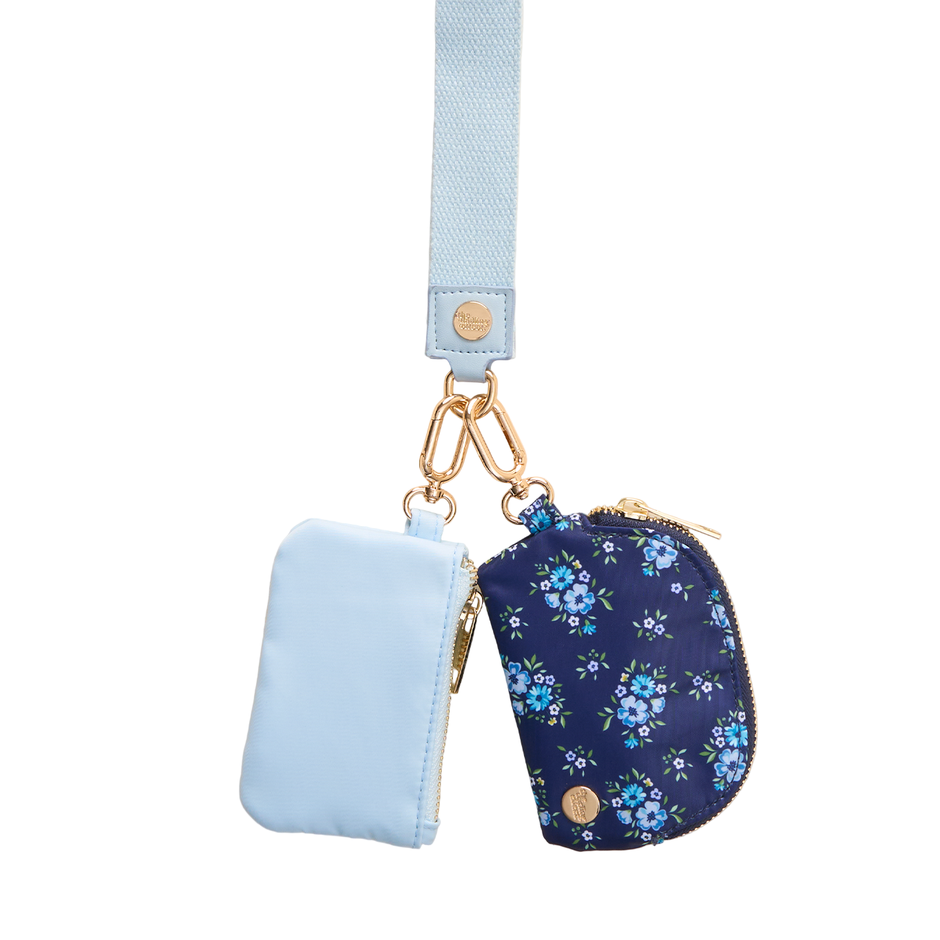 The Darling Effect Navy Dynamic Duo Pouch Wristlet – two coordinating pouches with wrist strap. Available at Be Charmed.