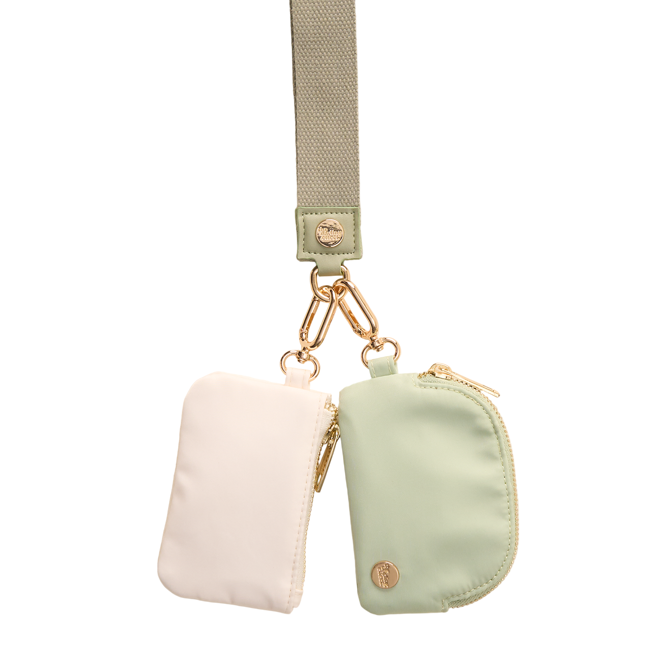 The Darling Effect Sage Dynamic Duo Pouch Wristlet – two coordinating pouches with wrist strap. Available at Be Charmed.