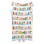 Decorative Darling Effect blanket with book and flower pattern on a white background. Available at Be Charmed