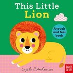 Book cover of 'This Little Lion' with a lion illustration and green background.  Available at Be Charmed