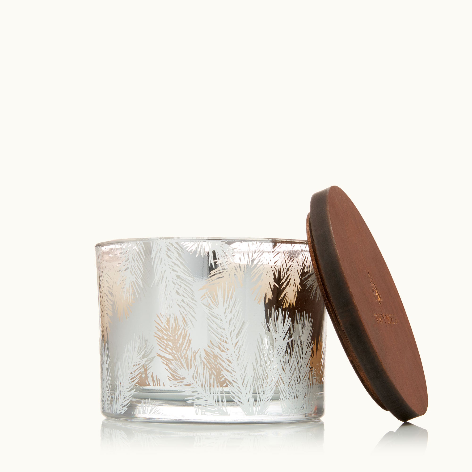 Thymes Frasier Fir SIiver Statement 3-Wick Candle available at Be Charmed