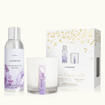 Thymes Lavender Home Fragrance Set with calming candle and diffuser, perfect for gifting or relaxing spaces. Available at Be Charmed.