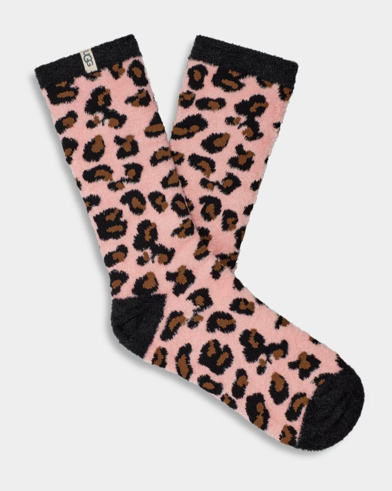 UGG Leslie Graphic Crew Socks Soft Kiss Leopard