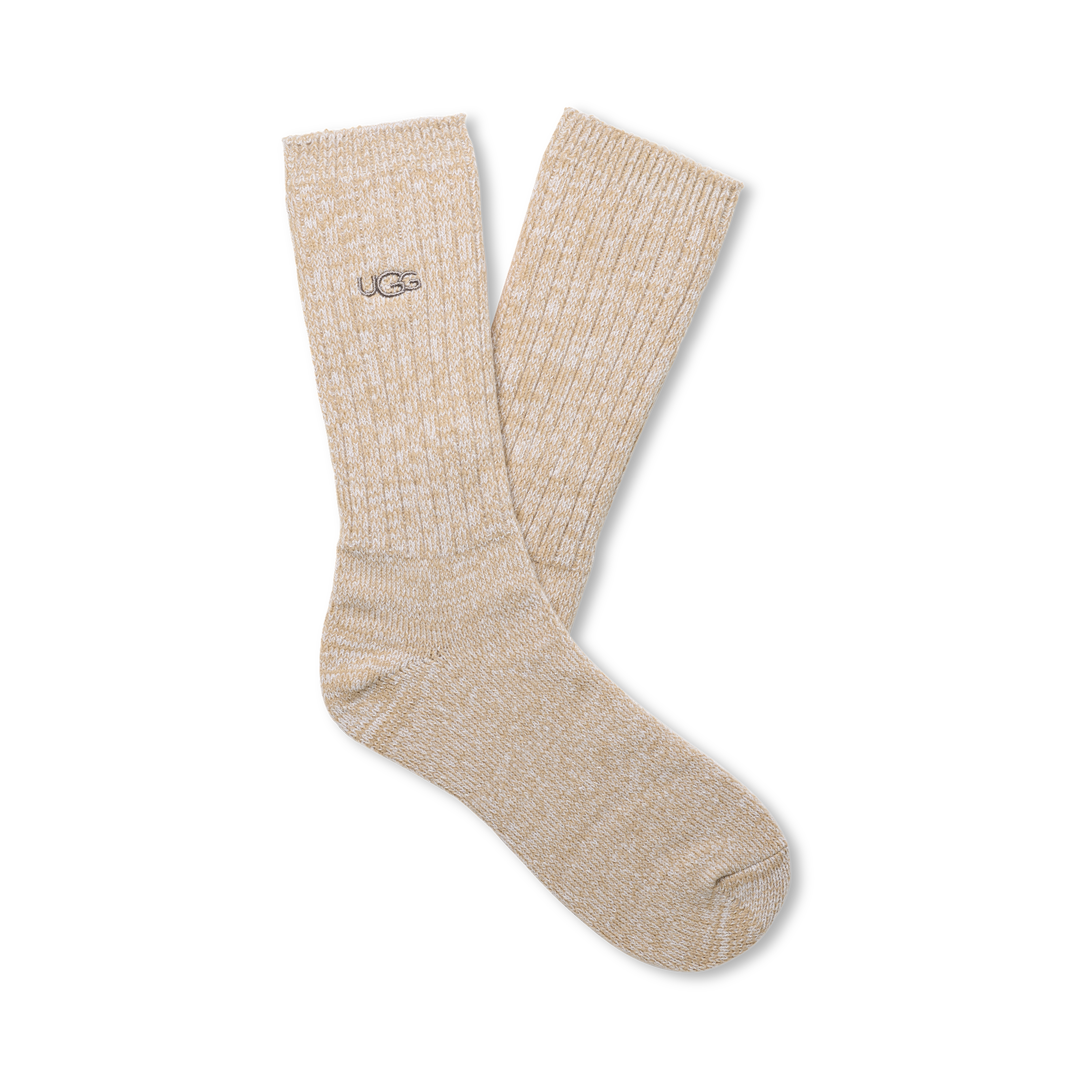 Beige sock with UGG logo on a white background. Available at Be Charmed