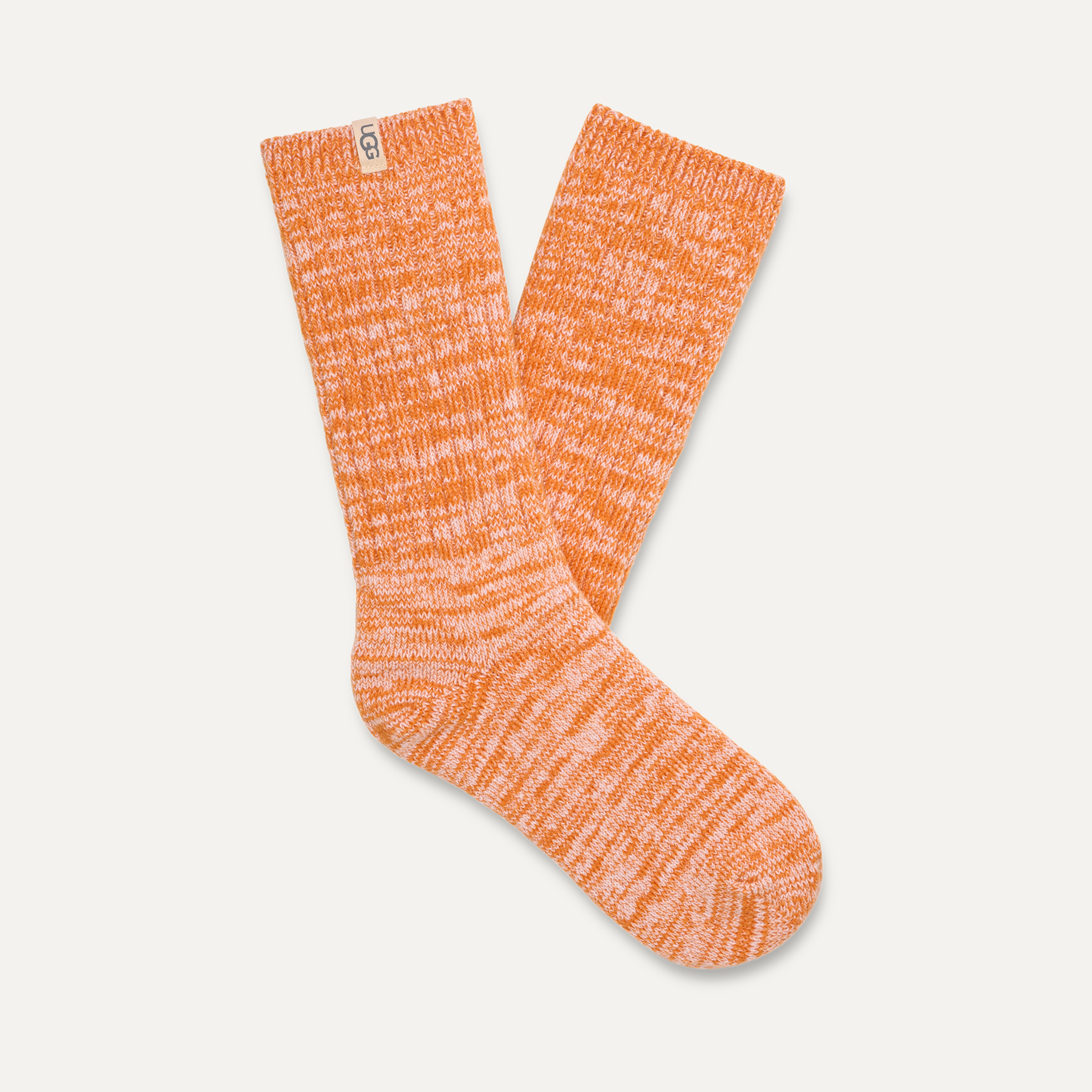 UGG Rib Knit Slouchy Dark Apricot Crew Sock – soft rib-knit women’s crew sock with relaxed slouchy fit. Available at Be Charmed.