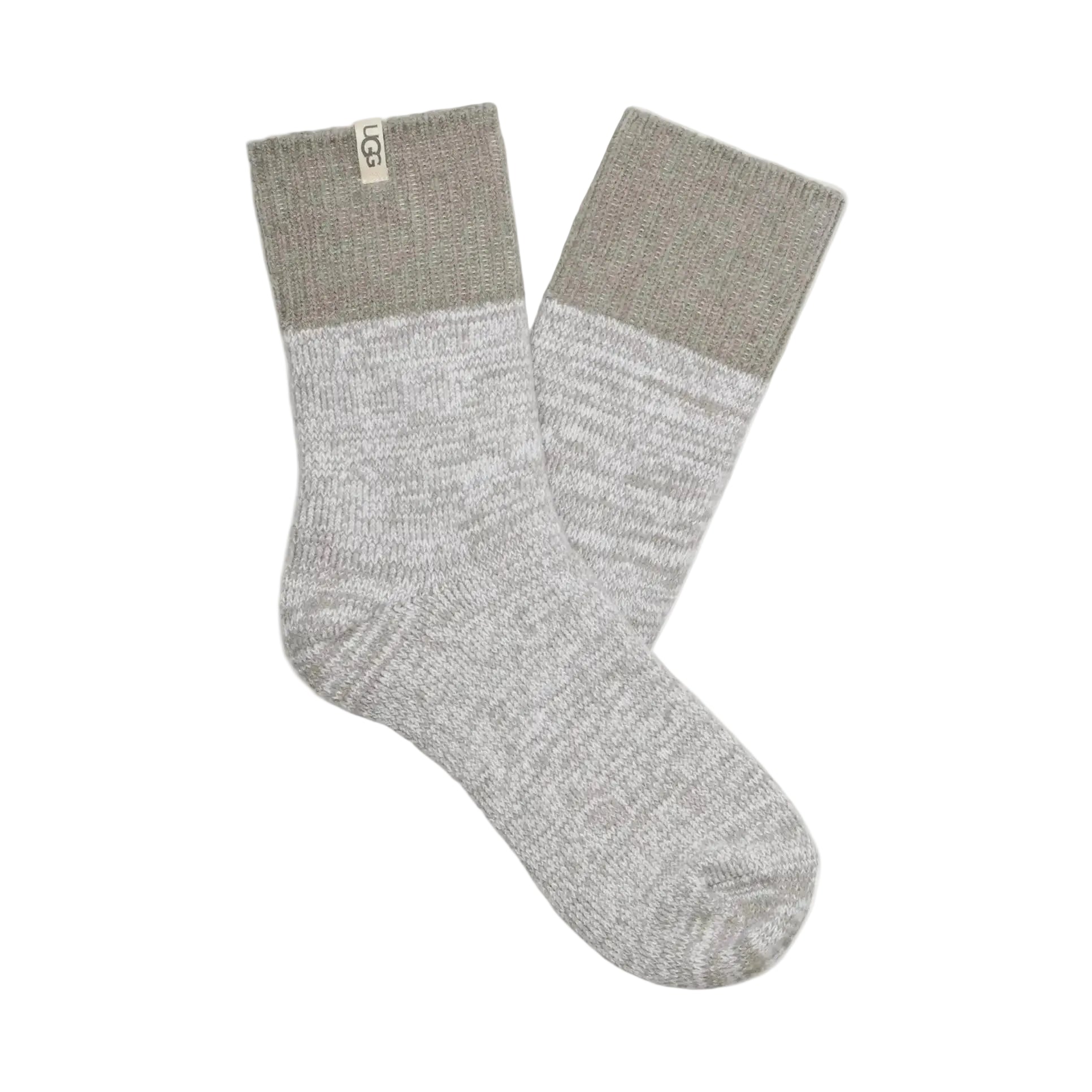 Gray socks with a ribbed texture on a light gray background. Available at Be Charmed