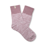 Pair of pink socks with ribbed texture on a white background. Available at Be Charmed