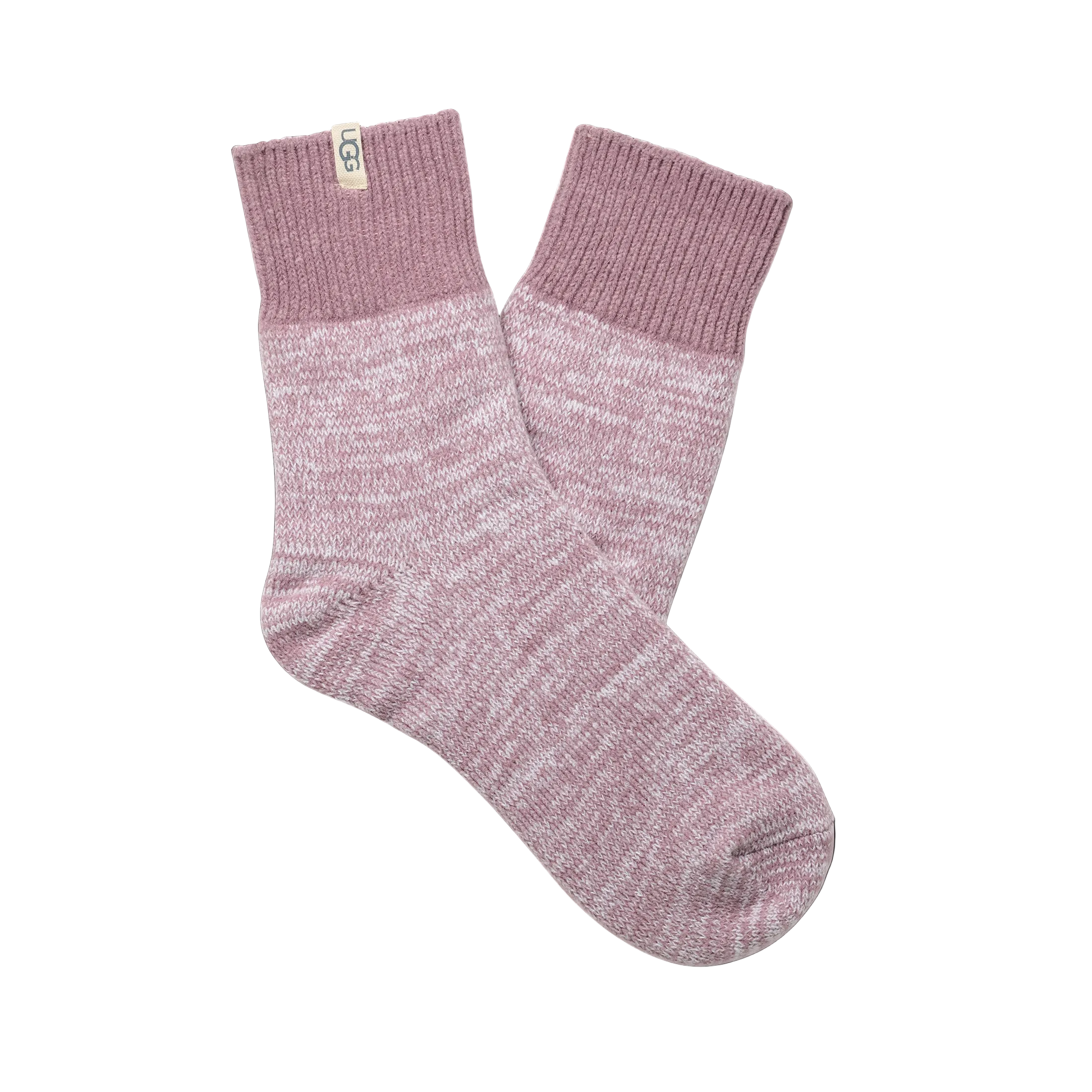 Pair of pink socks with ribbed texture on a white background. Available at Be Charmed