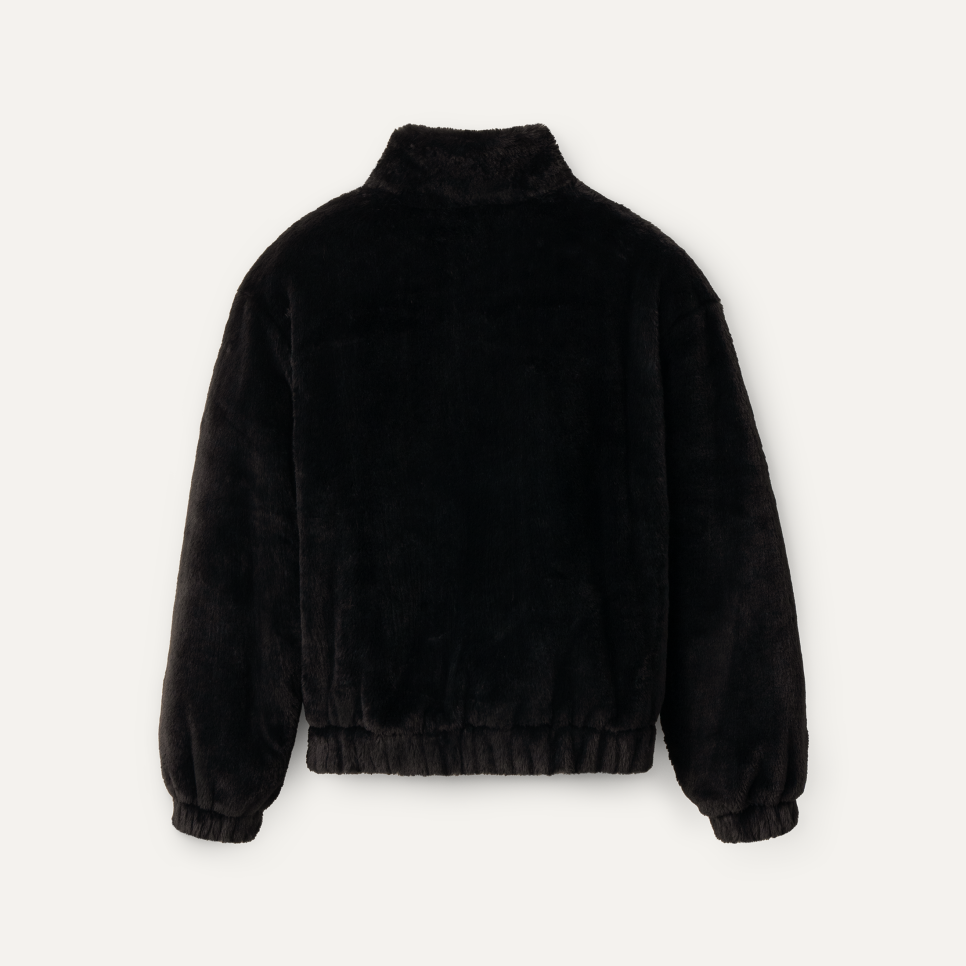 UGG Tash Faux Fur Jacket back in Black – chic and cozy women’s outerwear with a modern silhouette. Available at Be Charmed.