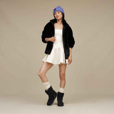 UGG Tash Faux Fur Jacket in Black on modal – chic and cozy women’s outerwear with a modern silhouette. Available at Be Charmed.