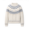A cream-colored UGG knit sweater featuring a grey and beige Fair Isle pattern with the brand name 'UGG' woven across the chest, displayed on a clean white background. Available at Be Charmed