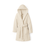 cream ugg fluffy robe with hood on a white background