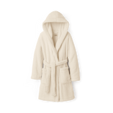 cream ugg fluffy robe with hood on a white background
