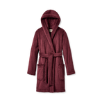 Maroon hooded ugg fluffy soft robe on a white background