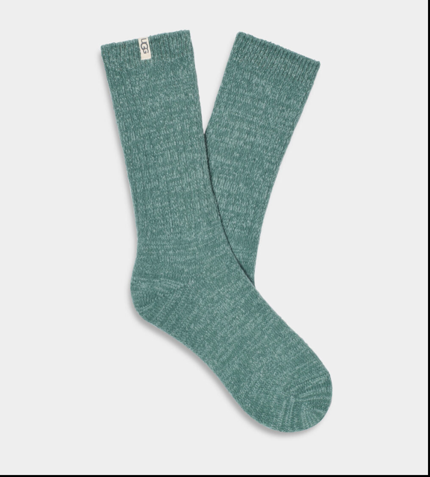 UGG Rib Knit  Slouchy Crew Sock Mallard Trellis