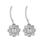 Wheeler Sterling Silver Crystal Dangle Flower Earrings, featuring sparkling crystal floral charms in a polished silver setting, available at Be Charmed.