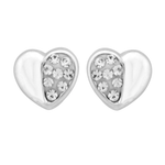 Wheeler Sterling Silver Crystal Heart Earrings, delicate heart-shaped design with sparkling crystal, available at Be Charmed.