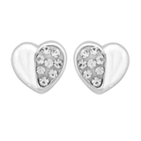 Wheeler Sterling Silver Crystal Heart Earrings, delicate heart-shaped design with sparkling crystal, available at Be Charmed.