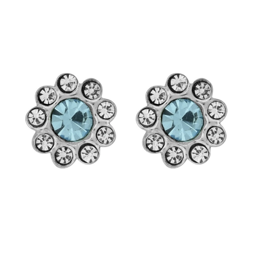 Wheeler Sterling Silver Crystal Mix Round Earrings, featuring a sophisticated mix of sparkling crystals, available at Be Charmed.