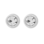 Wheeler Sterling Silver Crystal Round Earrings, classic stud design with sparkling crystal, available at Be Charmed.