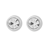 Wheeler Sterling Silver Crystal Round Earrings, classic stud design with sparkling crystal, available at Be Charmed.