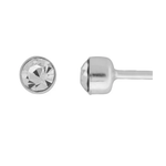 Wheeler sterling silver crystal round stud earrings, polished silver setting with a sparkling solitaire crystal, available at Be Charmed.
